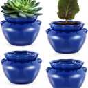 4 Sets African Violet Pots 4 Inch Self Watering Pot for Indoor Ceramic Self Watering Planter for Flower Lovers Ideal Plant Pot Thriving Flower Maintenance