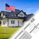 Ground Flag Poles for Outside House - 1" Tangle Free Flag Pole Kit with 5 Prong - 8.5ft Yard Flag Stand for Outdoor,Wind Resistant & Rustproof for Garden - Silver