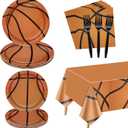 81 Pcs Basketball Tableware Set, Basketball Party Plates, Basketball Tablecloth, Napkins, Basketball Birthday Party Decorations for Teens Kids Boys Basketball Team Party Supplies, Serves 20 Guests