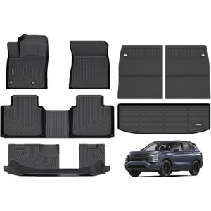 ANBINGO Floor Mats & Backseat Cargo Liner for Outlander 2022-2025, SESELES SE  Launch EditionPlatinum Edition (Excludes PHEV & Sport) All Weather Car Accessories (Velcro Tape Fixed Backseat)