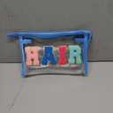 Rose Red HAIR Cosmetic Bag Preppy Patch Chenille Varsity Letter Makeup Bag PVC Zipper Waterproof Beach Travel Toiletry Organizer(Blue)