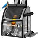 SUERTREE Bird Carrier Bag with Indestructible Stainless Steel Mesh, Bird Travel Cage with Stand, Easy to Clean Backpack for Parrot, Portable Bird Travel Bag, Pet Transparent Breathable Travel Cage (Grey)