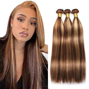 14 16 18 Inch Blonde Bundles Human Hair P27/33 Honey Blonde Straight 3 Bundle Unprocessed Brazilian virgin hair Weave Extensions Double Weft 50 Grams/Bundle Colored Highlight Brown Bundles