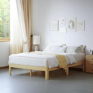 12 Inch High Bamboo Wood Heavy Duty Queen Bed Frame No Box Spring Needed, Platform Bed Frame Queen Size with Metal Slats Support, Easy to Install, Noise Free, Sturdy