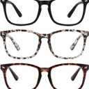 MEETSUN Blue Light Blocking Glasses, Anti Eye Strain Headache (Sleep Better),Computer Reading Glasses UV400 Transparent Lens (Black+Leopard+Tortoise, 53)