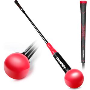 CHAMPKEY Golf Swing Trainer - Tempo & Flexibility Training Aids Warm-Up Stick Ideal for Golf Indoor & Outdoor Practice (40", Red)