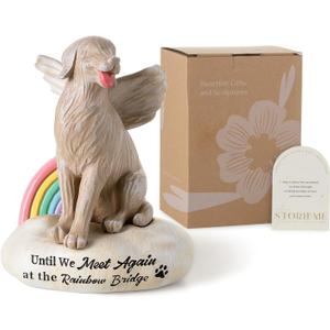 Dog Memorial Figurines Statues: Pet Sympathy Gifts for Loss of Dogs - Rainbow Bridge Remembrance Angel Gift for Dog Mom