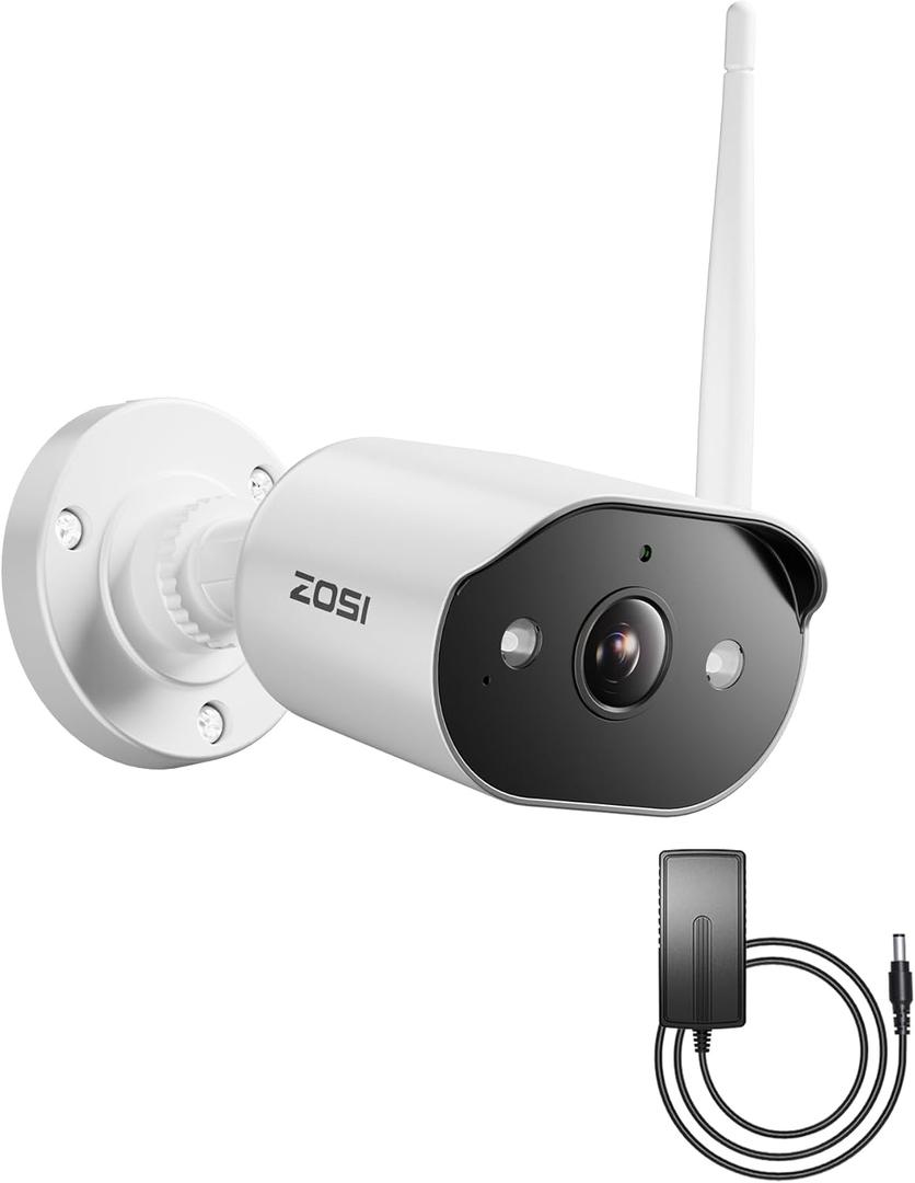 ZOSI WiFi 6 2K Add-on Camera,3MP Plug-in Security Camera with Power Supply,Night Vision,2 Way Audio,Only Compatible with Same Brand Wi-Fi 6 NVR Recorder System Model:ZR08WU,ZR08WS,ZR08PP