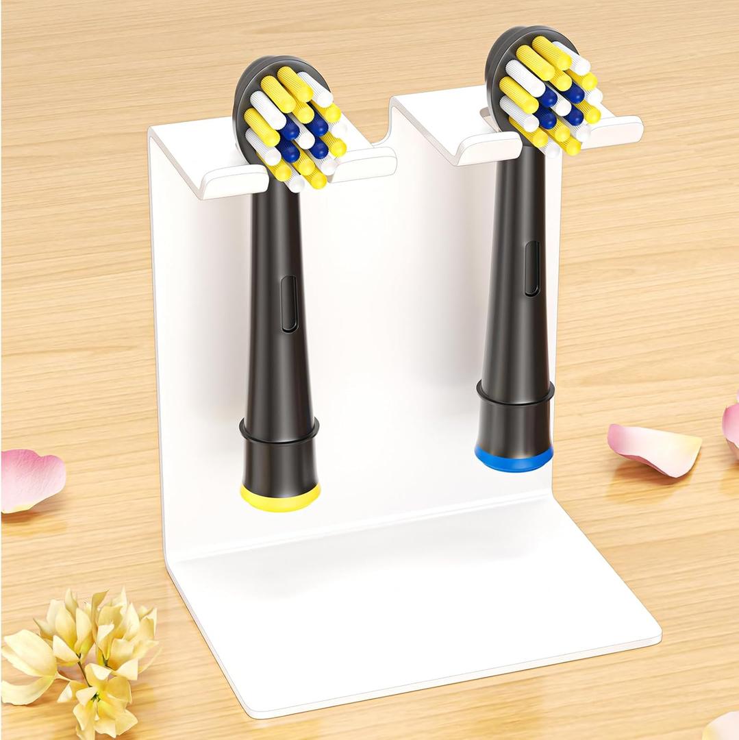 Electric Toothbrush Head Holder, Tooth Brushing Holder, Wall Mounted Toothbrush Holders Shower Bathroom, Self Adhesive or Desktop Tooth Brush Holder Organiser (White, Small)