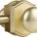 Door Knobs Interior, Classic Decorative Satin Brass Passage Door Knob Perfect for Bedroom or Bathroom Doors, Durable Stylish Hardware for Indoor Use- 1 Pack