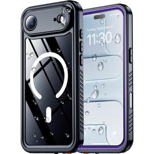 SPIDERCASE Magnetic for iPhone Air Case Waterproof, Built-in Lens & Screen Protector,[IP68 Underwater][15FT Military Shockproof] [Dustproof] Full Body Protection Cover for iPhone 17 Air 6.5,Purple