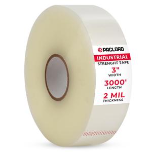 3" x 1000 Yards Clear Packing Tape for Sealing Machines, 2.0 Mil Thick | Machine Length Standard-Duty Packaging Tape Refill Rolls for Moving or Shipping Boxes
