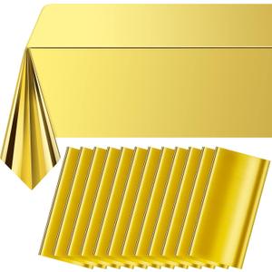 24 Pack,Gold Foil Plastic Tablecloth,Rectangular Shiny Table Cloth Metallic Disposable Party Table Cover for Graduation Wedding Birthday Baby Shower Anniversary New Year Party Decorations