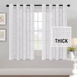 H.VERSAILTEX Linen Blended Curtains - Natural Linen Textured, Light Filtering Nickel Grommet Curtains for Living Room & Bedroom, 2 Panel Sets, Privacy Added, 52inx63in, White