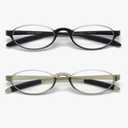 Flexible Reading Glasses Lightweight Slim Stylish Reader,Half Moon Round Frame Stylish Magnification for Men and Women, 2.25 Diopters