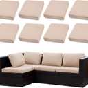 Outdoor Cushion Covers Set,8PCS Patio Furniture Couch Seat Slipcovers, Replacement for Sofa Sectional Chair(CoverOnly) (Beige)