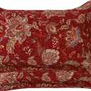 Cotton Quilted Pillow Cases Standard Size Set of 2, Queen Size Vintage Floral Decorative Soft Comfy Pillow Shams, Pillow Covers with Envelope Closure 20 x 27 inch (Red Floral)
