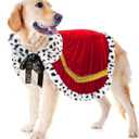 Pet King Cloak Christmas Dog Costumes Lux Fur Red Royal Cape Cat Robe Warm Winter Coat Outfit Medium Large Dogs Prince Costume Xmas Queen Clothes Princess Cosplay Birthday Dress (Red, Large)