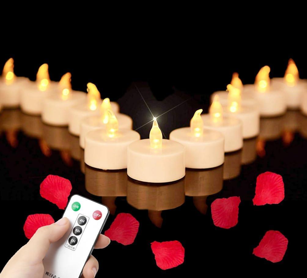 Tea Light Candles with Remote Control,Flickering Flameless LED Candle,Long Lasting 400+Hours,Battery Operated with Timer for Home Decoration Seasonal &Festival Celebration WarmYellow (12pcs) (12pack)