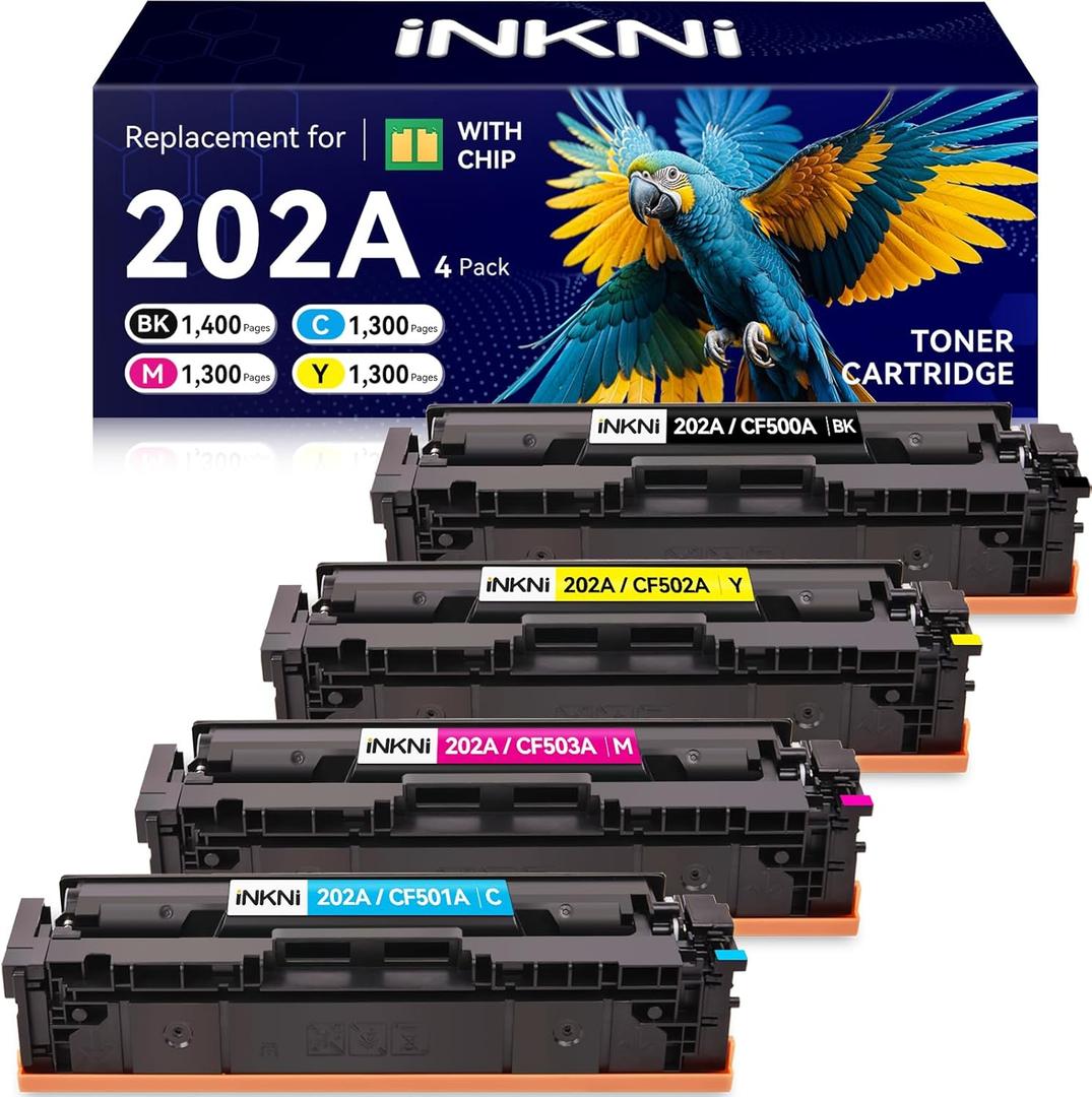 202A Toner Cartridges 4-Pack CF500A - Compatible Replacement for HP 202A 202X for Color Laserjet Pro MFP M281fdw M254dw M281fdn M281cdw M280nw M254dn M254nw Toner Cartridge CF500A CF500X (with Chip) (202A Toner Black CyanYellow Magenta High Yield)