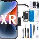 for iPhone XR Screen Replacement 6.1" with Ear Speaker Proximity Sensor Kit LCD Display 3D Touch Digitizer Assembly Fix Tool Magnetic Screw Mat Front Earpiece Repair A1984 A2105 A2106 A2108