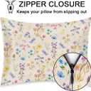 Wildflower Satin Pillowcase for Women, Pastoral Style Silk Pillowcase with Zipper, Cooling Satin Pillow Covers for Hair and Skin, Standard Size, Warm Living Home Decoration, 20x26 Inches