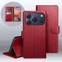 SUANPOT Compatible with iPhone 17 Pro 6.3" Wallet case with RFID Blocking Credit Card Holder,Flip Book PU Leather Protective Cover Men Women for Apple 17 Pro Phone case Red Color