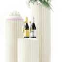 3 Pack Portable White Cylinder Stands for Party, 31.5", 23.6", 15.7" Height Foldable Cardboard Tall Cake Pedestal Stand Flower Floral Pillar Table Stand, cilindros para fiestas redondos blancos for Wedding Parties