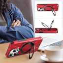 LUMARKE Strong Magnetic for iPhone 15 Pro Case - Military-Grade Drop Tested - Built-in Kickstand Shockproof Protective Phone Cover 6.1 for Women and Girls- Red