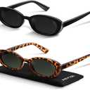 miyya Old Money Polarized Oval Sunglasses  2025 Edition, UV400 Protection, Feather-Light Fit & Trendy Colors (Black/Leopard Green)