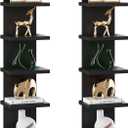 IBUYKE 5 Tier Wall Shelf Unit,Black Vertical Shelf,Floating Storage Shelf,Decorative Wall Mount Vertical Shelving for Home, Bedroom,Living Room,Office Decor WBC009B-2