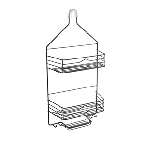 Bath Bliss Aztec Hanging Shower Caddy | Bathroom Storage & Organization | Shower Head Hang | Holds Large Bottles | Accessory Hooks | Suction Cup Backing | Matte Black