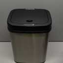 NINESTARS DZT-12-5 Bedroom or Bathroom Automatic Touchless Infrared Motion Sensor Trash Can, 3 Gal 12L, Stainless Steel Base (Rectangular, Black Lid)