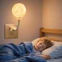 Night Light for Kids, Voice Control Moon Lamp for Nursery - USB Plug-in Bedroom Bedside Portable Cute Light for Breastfeeding for Adults Kids Bedroom Bathroom Decorations, Pack of 2