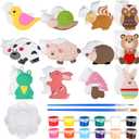 Sinmoe 12 Sets Arts and Crafts Set Painting Kit Unpainted DIY Ceramic Figurines Paint Your Own Figurines with 12 Magnet 2 Brushes and 1 Palette Ceramic Painting Kit for Adults (Animal)