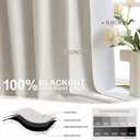 MIULEE Linen 100% Blackout Curtains 108 Inch Long 2 Panels, Back Tab Pinch Pleat Hook Belt Clip Rings Thermal Insulated Drapes for Bedroom Living Room Ivory Natural Farmhouse Black Out Window Curtains