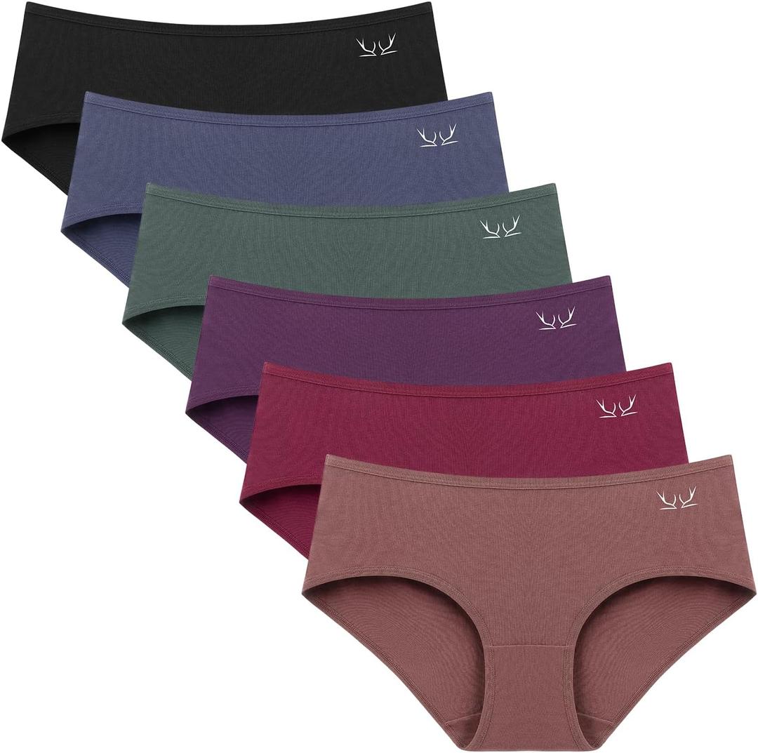 Benirap Womens Underwear Soft Cotton Hipster Panties Breathable Briefs 5 or 6 Pack (Large, Dark Vintage-6p)