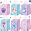 Outus 24 Pcs Mermaid Birthday Party Favor Bags Mermaid Gift Goodie Treat Candy Bags Under the Sea Gift Wrap for Kids Princess Baby Shower Party Supplies