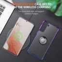 Ring Holder Series Case Designed for Samsung Galaxy S22 Plus 5G, Clear Cute Slim Colorful Silicone Bumper Protective Cover Support Magnetic Car Phone Mount. (Blue Purple)
