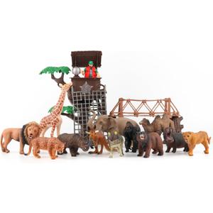 Peagrav Safari Animal Playset - Realistic Figurines, Wild Ranger, Adventure Station, African Jungle Animals for Kids