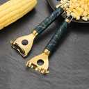 Cob Gobbler Corn Peeler Heavy-Duty Stainless Steel Corn Cob Stripper Tool,Corn Remover For Corn On The Cob,High-Efficiency Corn Stripper,Sharp Serrated Blade,Ergonomic Non-Slip Grip (1, Golden)