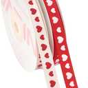 VATIN Valentines Day Ribbon,2 Rolls Heart Satin Ribbon Use for Valentines Day Craft,Gift Wrapping,Home Decor,3/8 Inches Total 30 Yards,Red/Pink/Cream