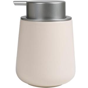 BosilunLife Hand Soap Dispenser - Beige & Grey 12Oz Ceramic Soap Dispenser Bathroom Refillable Liquid Dispenser for Dish Soap with Easy-to-Press Pump