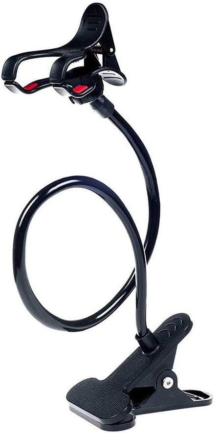 ITART Plastic Flexible Long Arms Gooseneck Clip Clamp Stand Universal Cell Phone Holder - Black