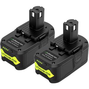 2-Pack 6.0 Ah 18 Volt RB18L50 Replacement for Ryobi 18v Battery Lithium, High Capacity Battery Long Lasting Strong Power Rapid Charge with LED, Compatible for P102 P103 P104 P105 P107