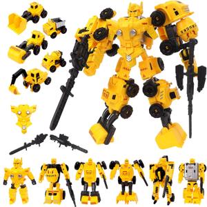 Transforming Robot Set, 6 in 1 Construction Car Toys for Kids, Science Kits, Outdoor DIY Transomer Robots Set Toys Birthday Gifts
