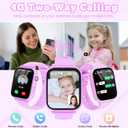 4G Kids Smart Watch GPS Tracker, Smartwatch for Kid with Video Calling, Voice Chat, Class Mode, SOS , Pedometer, Alarm, SIM Card HD Touch Screen Phone Watch Gift for 4-12 Girls Boys (Light Purple)