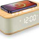 Alarm Clocks Large Snooze Button, Digital Clock USB Charger Port, Bluetooth Speaker Alarm Clock Bedroom AUX USB Bluetooth Speaker Wireless Charging 12/24H Dual Alarms Snooze Dimmer Sleep Timer, Yellow