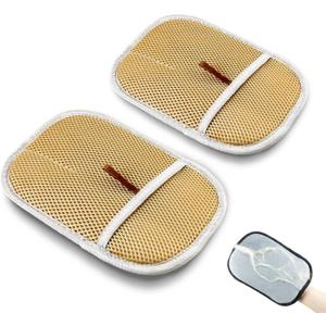 Newly Upgraded Pet Hair Removal Glove - Thickened Electrostatic Cat Dog Hair Remover Glove, Reusable for Couch, Carpet, and Car Seat (Light Brown, 2 Pack)