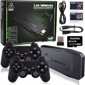 2.4G Wireless Controller Gamepad 4K TV Video Game Console 64 gb, black